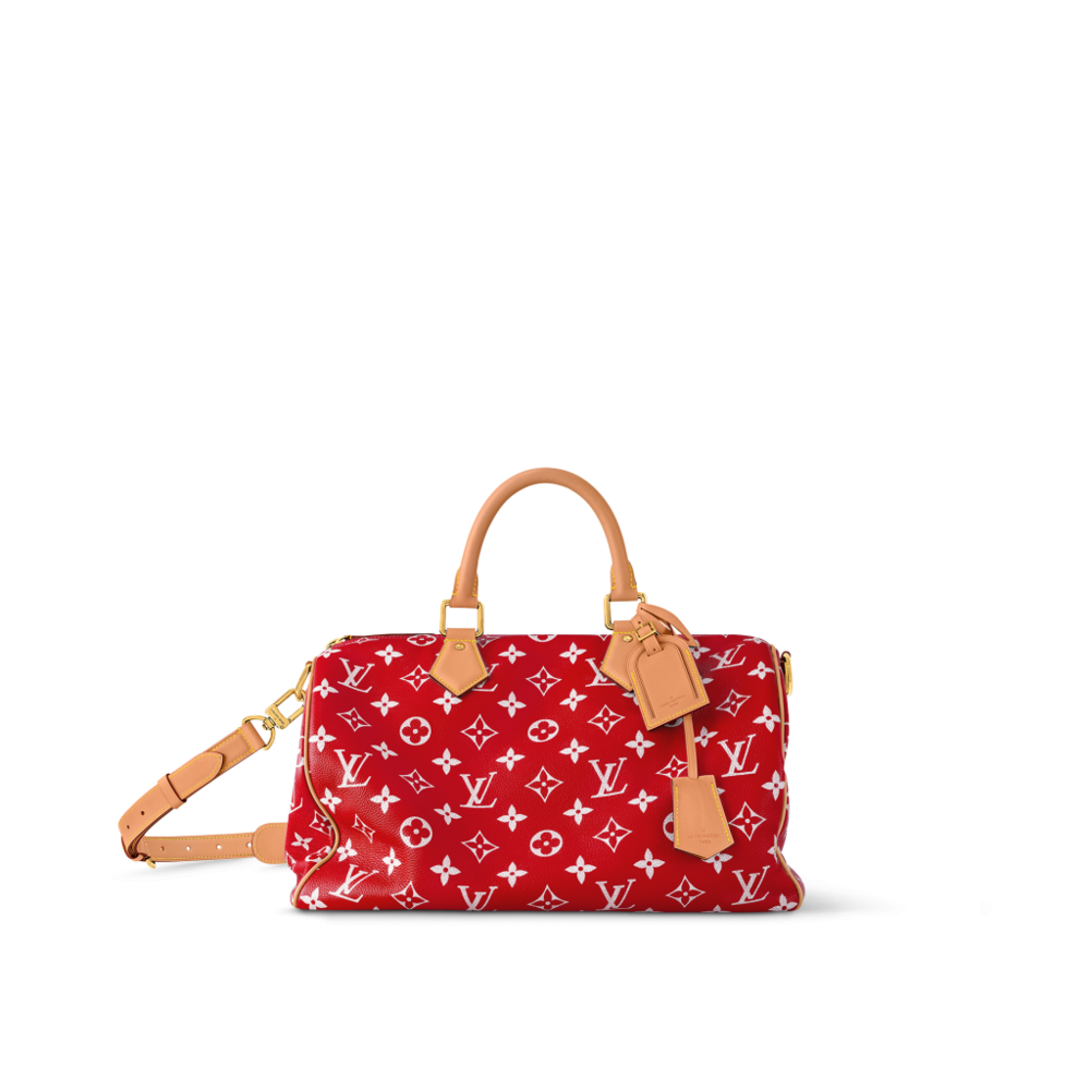 SPEEDY P9 BANDOULIERE 40 IN RED MONOGRAM LEATHER