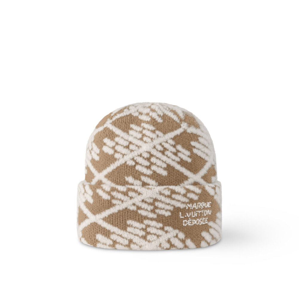 LOUIS VUITTON DAMIER CRUSH ARGYLE BEANIE BEIGE